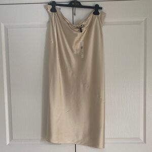 NWT real silk outstanding Eileen Fisher silk Cream Midi Skirt